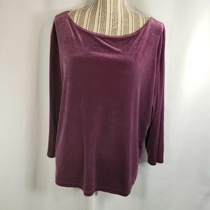 Elements Plum Velour Top Size XLarge Great for the Holidays
